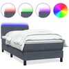 vidaXL Box spring postelja z vzmetnico LED Temno siva 90x210 cm Velvet
