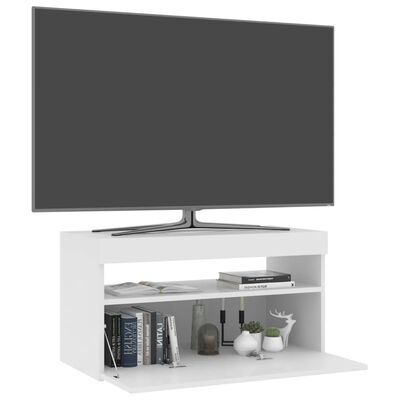 vidaXL TV omarica z LED lučkami visok sijaj bela 75x35x40 cm