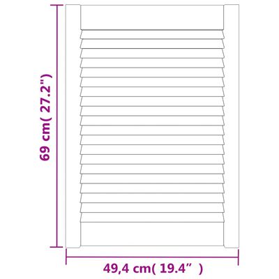 vidaXL Vrata za omarico z letvicami bela 69x49,4 cm trdna borovina