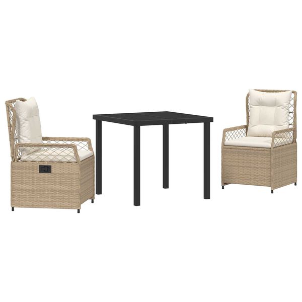 vidaXL Komplet za jedilnico v vrtu 3 pcs Bež in smetanasto bela