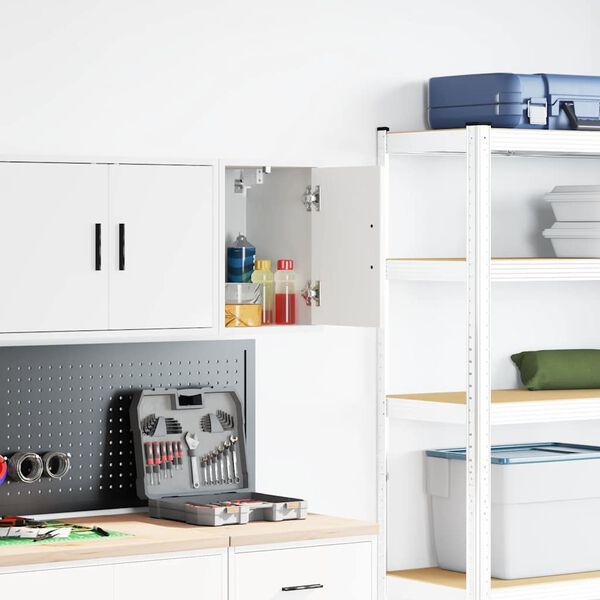 vidaXL Garažna stenska omara Bela inženirska lesa