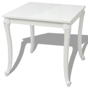 vidaXL Miza za Jedilnico 80x80x76 cm Visok Sijaj Bele Barve