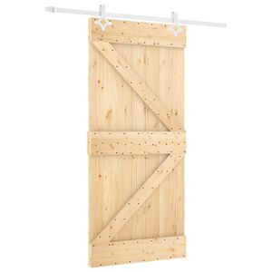 vidaXL Drsna vrata Naravna in bela 90 x 210 cm Trdna borovina
