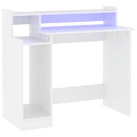 vidaXL Pisalna miza z LED lučkami bela 97x45x90 cm inženirski les