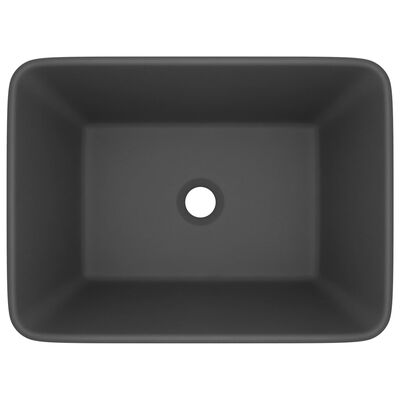 vidaXL Razkošen umivalnik mat temno siv 41x30x12 cm keramičen