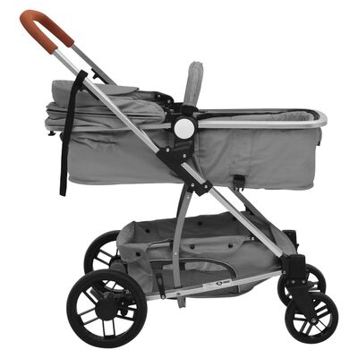 vidaXL Otroški voziček 2 v 1 svetlo siv aluminij