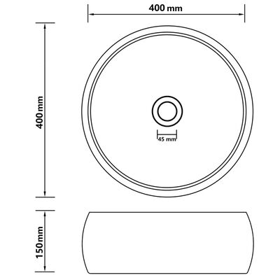 vidaXL Razkošen umivalnik okrogel mat črn 40x15 cm keramičen