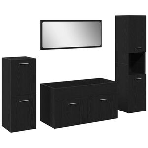 vidaXL Komplet pohi&scaron;tva za kopalnico z vrati 4 pcs Črna Orehovina