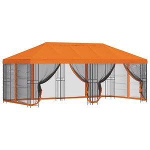 vidaXL Paviljon s stenami 6 x 3 m Oranžna Poliester in jeklo 190