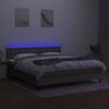 vidaXL Box spring postelja z vzmetnico LED taupe 160x200 cm blago
