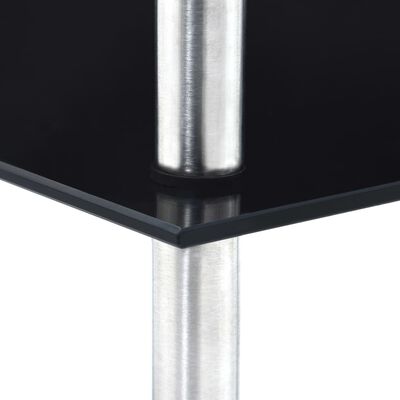 vidaXL Polica 3-nadstropna črna 30x30x67 cm kaljeno steklo