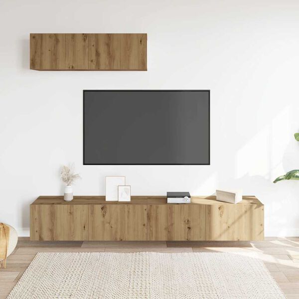 vidaXL Komplet 3 kosov stenske TV omarice Artisan Oak 100x30x30 cm