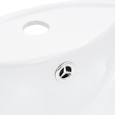 vidaXL Umivalnik z odprtino za odtekanje 46,5x18 cm keramičen bel
