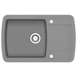 vidaXL Enojno kuhinjsko pomivalno korito iz granita sivo