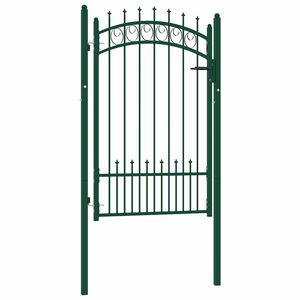 vidaXL Ograjna vrata EMMEN s konicami jeklo 104x117 cm zelena