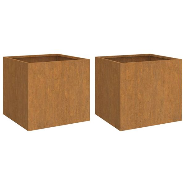 vidaXL Cvetlično korito 2 kosa 42x40x39 cm corten jeklo