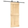 vidaXL Drsna vrata Naravna in črna 80 x 210 cm Masiven borov les