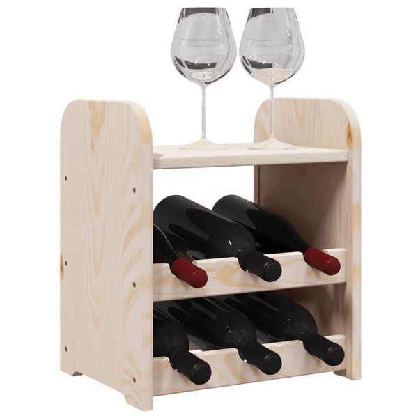 vidaXL Stojalo za vino z zgornjo ploščo 33x25x37 cm trdna borovina