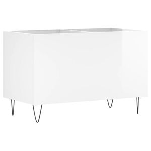 vidaXL Omarica za gramofonske plo&scaron;če sijaj bela 74,5x38x48 cm inž. les