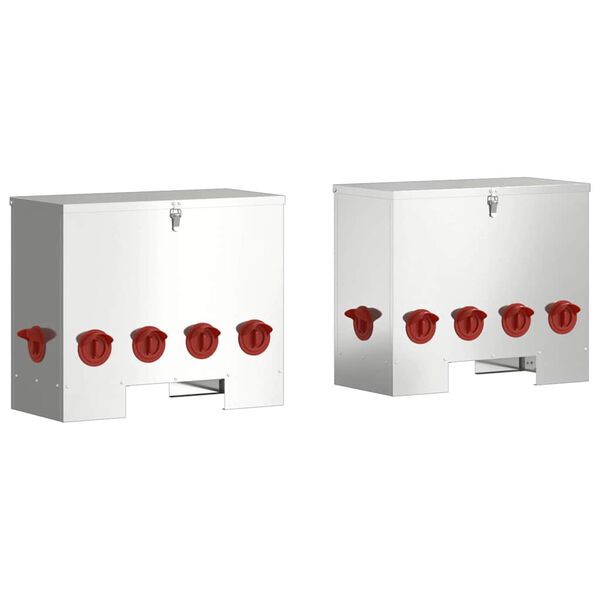 vidaXL Hranilnik za pi&scaron;čance 2 pcs srebrna 60,5 x 29 x 51 cm