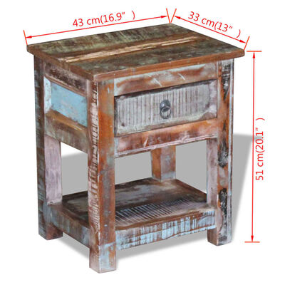 vidaXL Stranska mizica z 1 predalom trden predelan les 43x33x51 cm