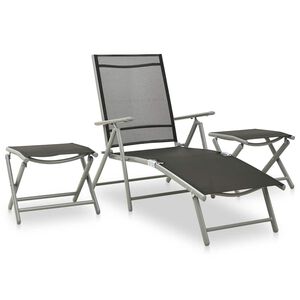vidaXL Vrtna garnitura 3-delna tekstil in aluminij srebrna