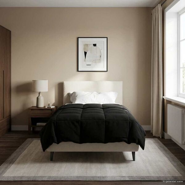 vidaXL Zimska posteljnina &Scaron;onerisan Črna 155 x 220 cm Mikrovlakna