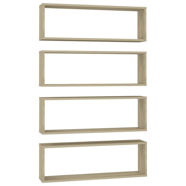 vidaXL Stenske police kockaste 4 kosi sonoma hrast 80x15x26,5 cm