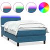 vidaXL Box spring postelja z vzmetnico LED Temno modra 100x220 cm Velvet
