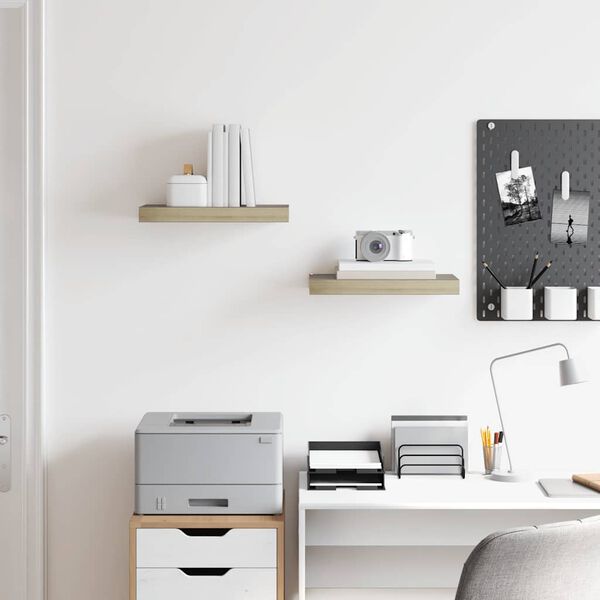 vidaXL Stenske police 2 kosa barva hrasta 40x23x3,8 cm MDF