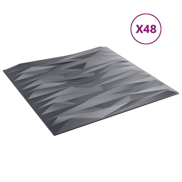 vidaXL Stenski paneli 48 kosov sivi 50x50 cm XPS 12 m&sup2; kamen