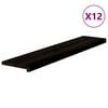 vidaXL Podloge za stopnice 12 kosov rjavo-črne 120x30x2 cm trdna hrastovina