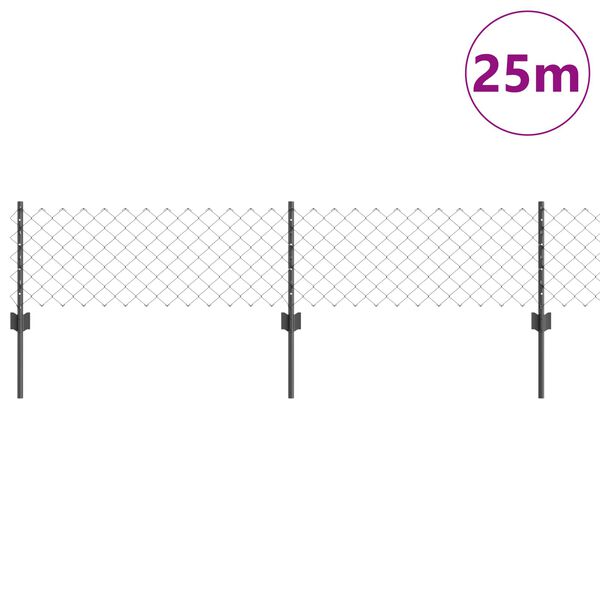 vidaXL Ograja s stebrom Siva 0,4 x 25 m Jeklo in PVC