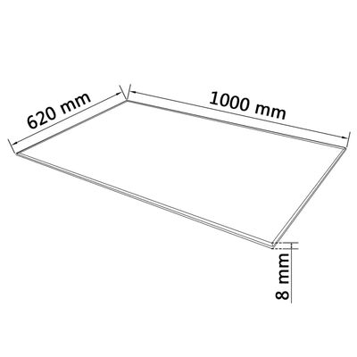 vidaXL Površina za Mizo Kaljeno Steklo Pravokotna 1000x620 mm
