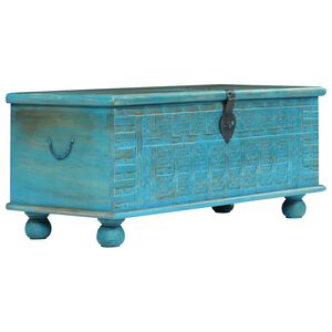 vidaXL Skrinja za shranjevanje trden mangov les modra 100x40x41 cm