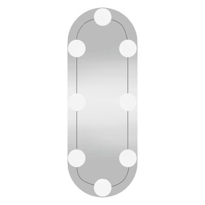 vidaXL Stensko ogledalo z LED lučmi 15x40 cm stekleno ovalno
