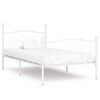 vidaXL Posteljni okvir z letvenim dnom bel kovinski 90x200 cm