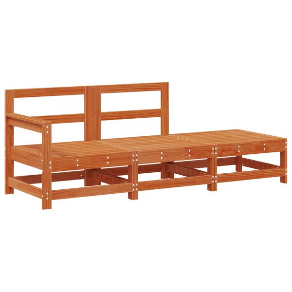 vidaXL Sekcijski kavč Voskan Rjava 190 x 62 x 70,5 cm Masivna borovina