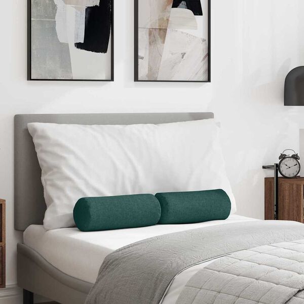 vidaXL Blazine 2 pcs Temno zelena &Oslash; 15 x 40 cm blago