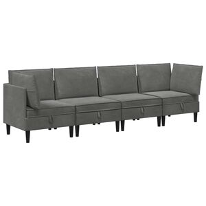 vidaXL Komplet pohi&scaron;tva za dnevno sobo 4 pcs Temno siva Žamet