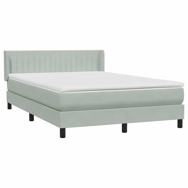vidaXL Box spring postelja z vzmetnico svetlo siva 140x210 cm žamet