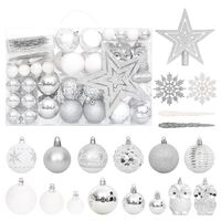 vidaXL Komplet novoletnih bučk 108 kosov srebrne in bele