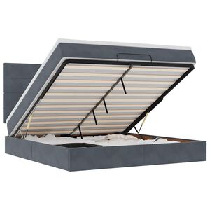 vidaXL Otomanski posteljni okvir z vzmetnicami siv 180x200cm žamet