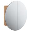 vidaXL Kopalni&scaron;ka omarica z okroglim ogledalom LED hrast 47x47x17,5 cm