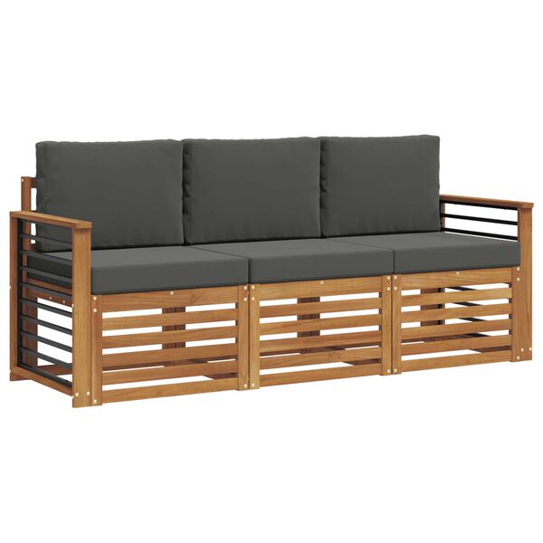 vidaXL Sedežne garniture z blazino 3 pcs Naravna in antracitna