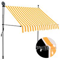 vidaXL Ročno zložljiva tenda z LED lučkami 150 cm bela in oranžna