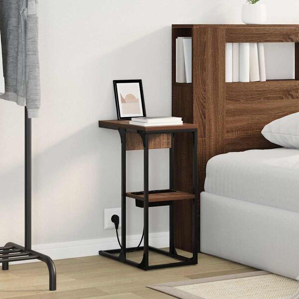 vidaXL Nočna omarica Rjav hrast 41,5 x 26 x 60,5 cm Konstruiran les