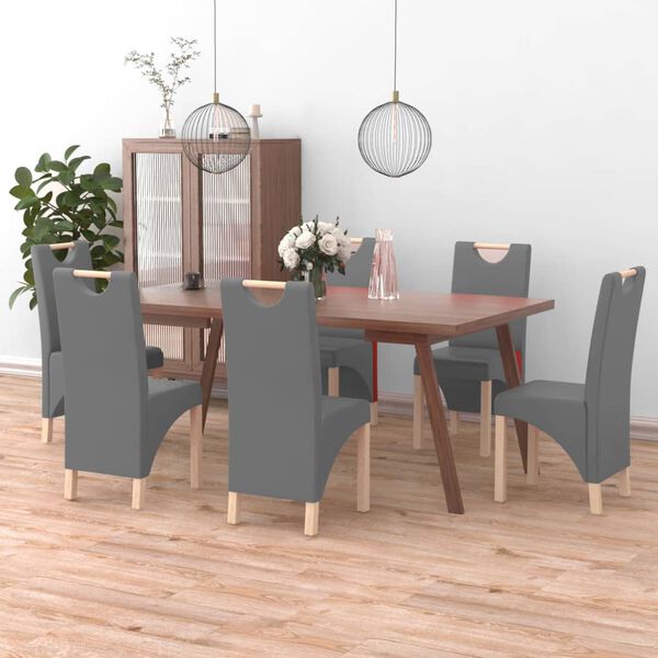 vidaXL jedilni stoli 6 kosov umetno usnje sive barve