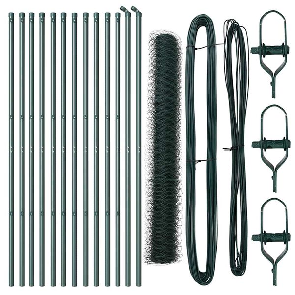 vidaXL Steber ograje. Zelena 25 x 1 m (50 mm mreža) Jeklo