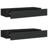 vidaXL Stenska polica s predalom 2 kosa črna 60x23,5x10 cm mediapan